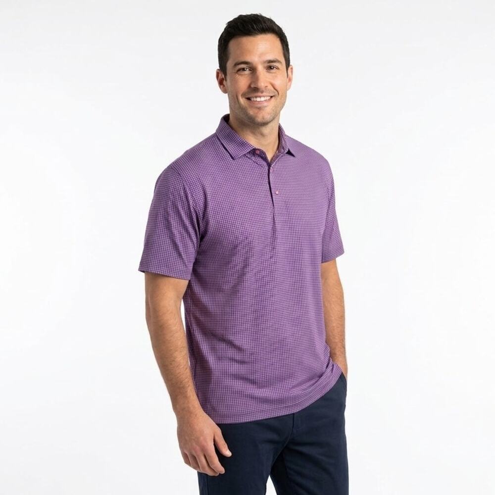 Peter Millar Summer Comfort Golf Polo Shirt Men's XL Pink & Blue Gingham Check